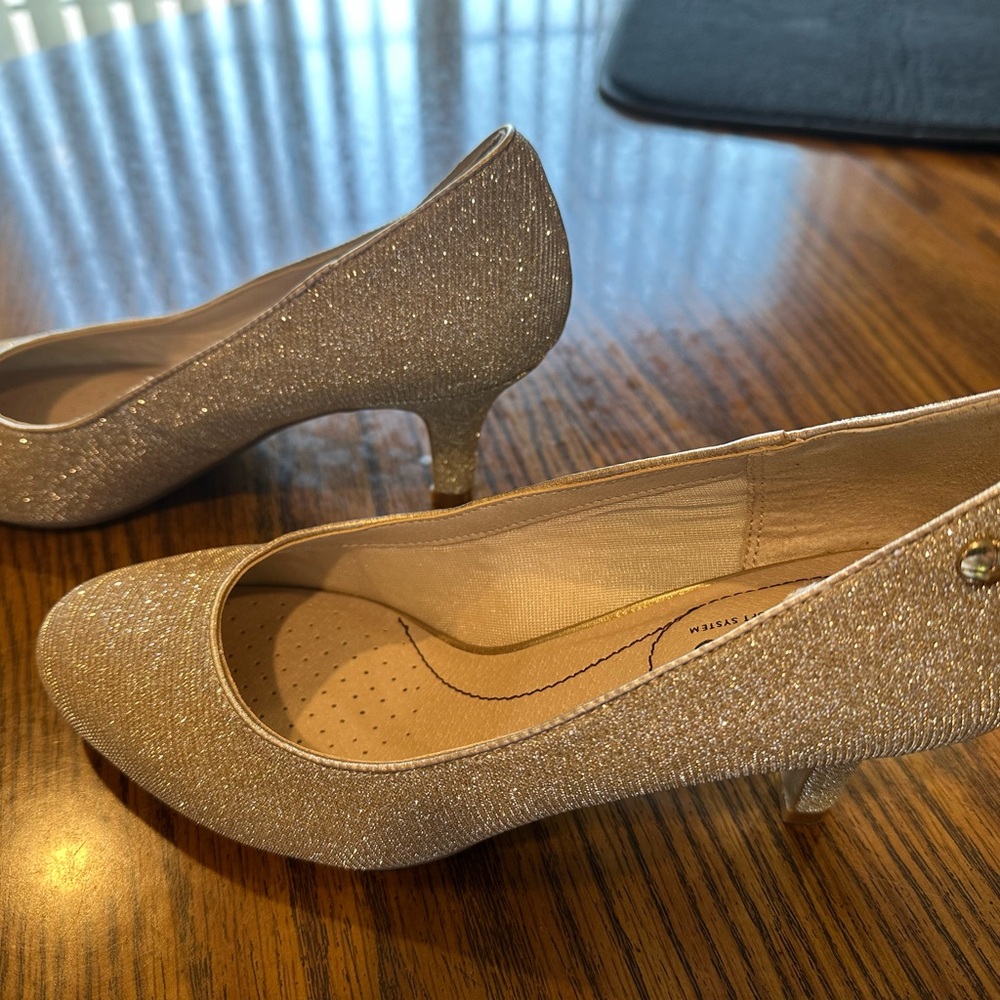 Life Stride Glittering Gold Heels